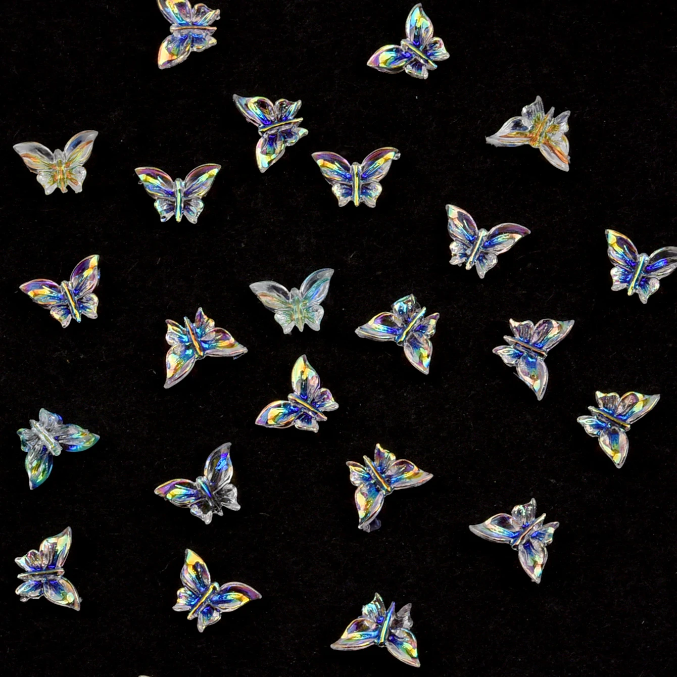 100pcs/set Aurora Butterfly Designs Nail Art Decoration Resin 3D Charms Nail Accessories Manicure for Women Girls NJ23907-1