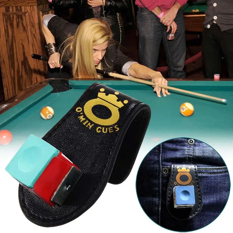 Billiard Chalk Holder Chalk Clip Pool Billiards Snooker Accessories Leather Magnetic Belt Clip Chalk Holder Powder Holder Portable Leather Bag billiard chalk