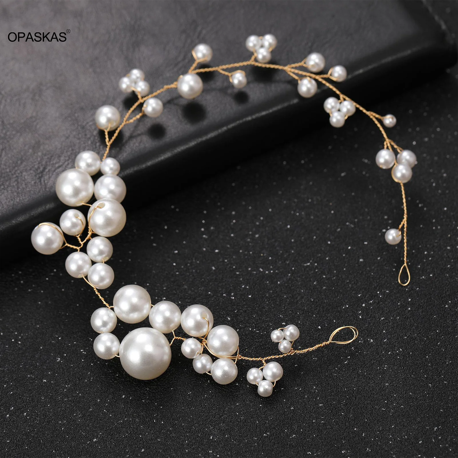 Copricapo da sposa dolce fascia per banchetti copricapo di perle catena semplice vite per capelli per banchetti gioielli per capelli in maschera di nozze - Image 5
