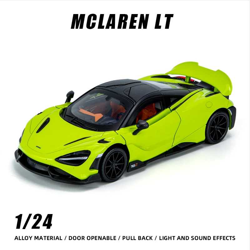 1:24 McLaren 765LT Alloy Sports Racing Car Model Diecast Vehicles Collection Children Toys Gifts one piece miniature hot wheels