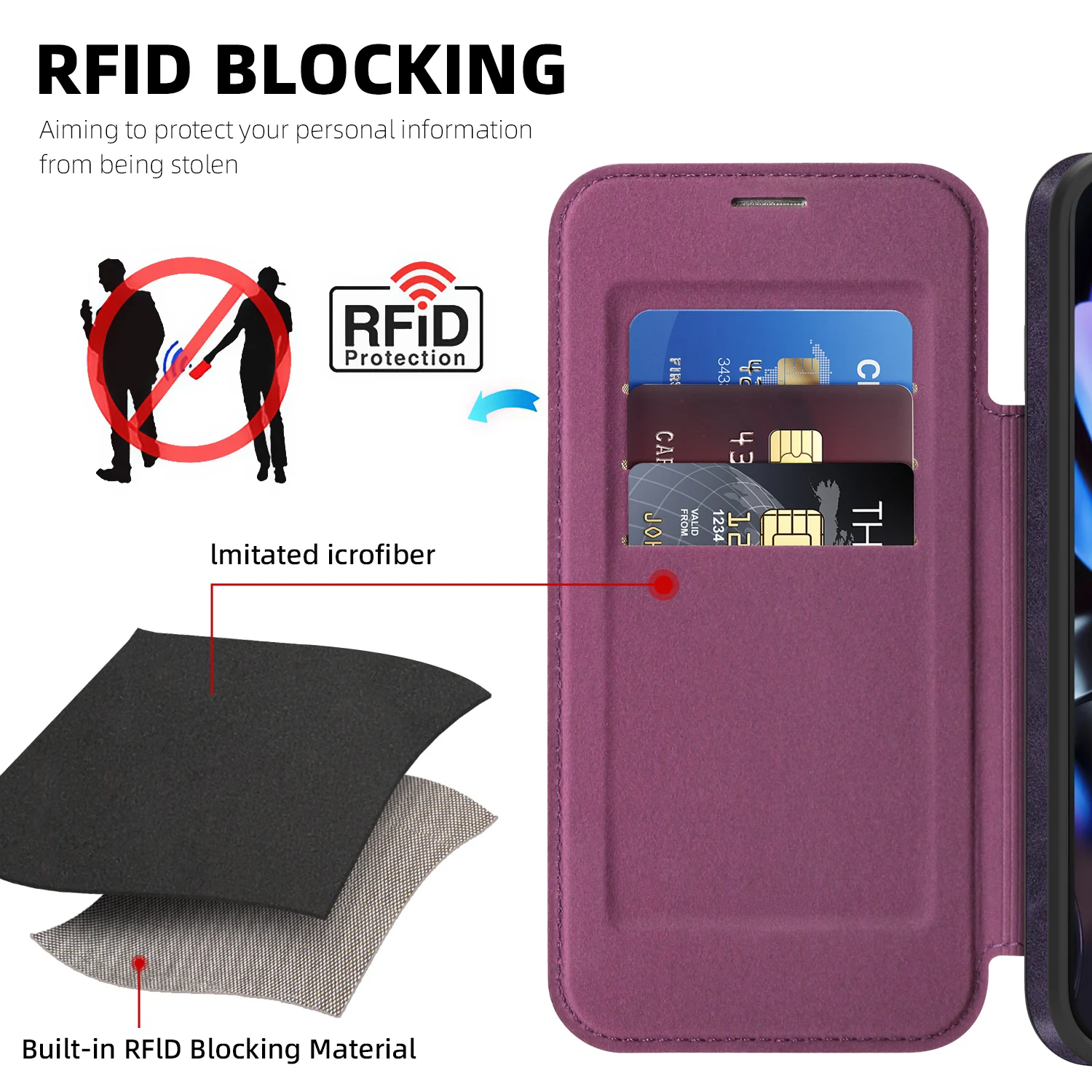 Luxury Magnetic Flip Leather Wallet Phone Case with Card Slot Holder