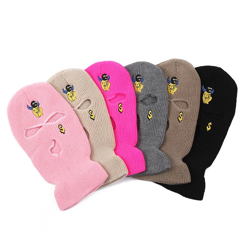 

Neon Balaclava Three-hole Ski Mask Tactical Mask Full Face Mask Winter Hat Halloween Party Mask Limited Embroidery