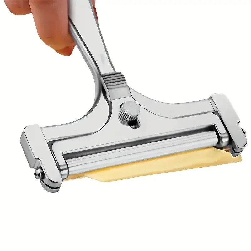 Adjustable Stainless Steel Cheese Slicer; Flat Blade for Soft & Hard Cheeses; Essential Kitchen Tool with Durable Design