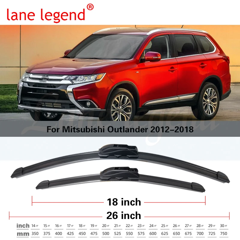 Scheibenwischer vorne und hinten, Set für Mitsubishi Outlander 2012 2013 2014 2015 2016 2017 2018 Scheibenwischer 26 Zoll + 18 Zoll + 12 Zoll – Detail 5