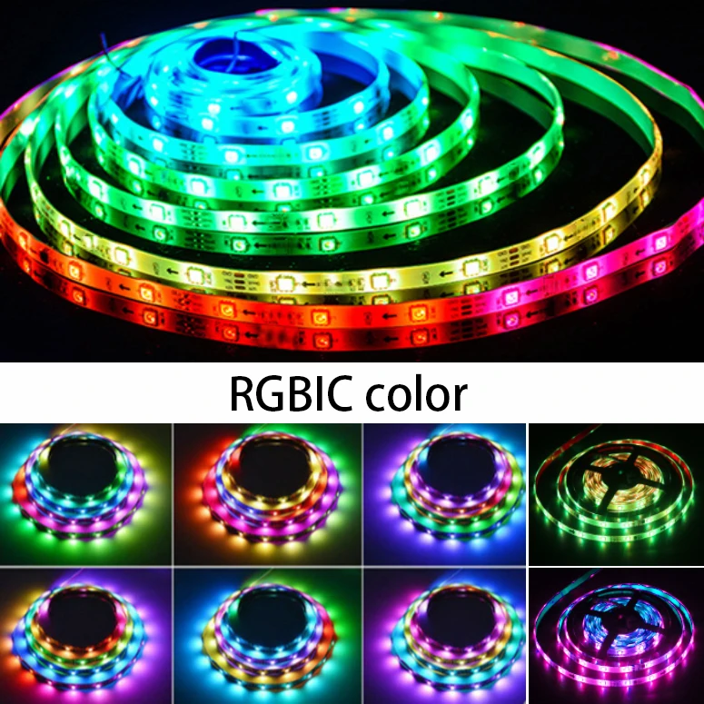 thumbnail image 1 of Tira de luces LED TUYA Smart Wifi RGBIC Dreamcolor Ribbon Lighting USB 5V WS2812B Lámpara de luz direccionable Compatible con Alexa Google, 1 of 5