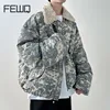 FEWQ Detachable Fur Collar American Camouflage Men Cotton Jacket Contrast Color Long Sleeve Male Tops Korea Fashion 21Z7058 1