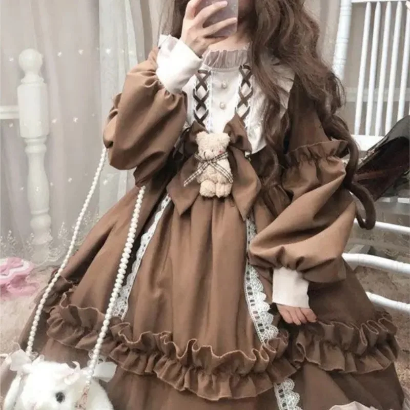 

Long Sleeve Dress Female Lolita Student Mid-Length Fairy Tale Skirt