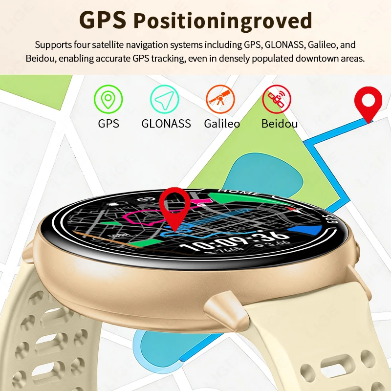 LIGE New GPS Sports Track Smart Watch Women 1.39" HD Heart Rate Blood Oxygen Bluetooth Call IP68 Waterproof Men Smartwatch 2026