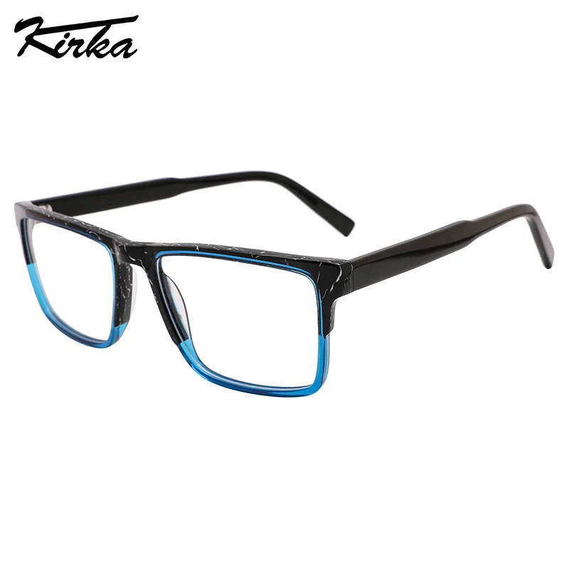 

Kirka Unisex Acetate Flat Rectangle Marble/Pattern Optical Frames Big Size Prescription Lens Wide Temples Glasses WD4238