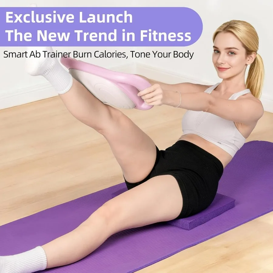 Smart Ab Trainer Machine with Bluetooth Music & Counter, Sit Up Assistant Core Workout Equipment with Foam Cushion for Home Gym