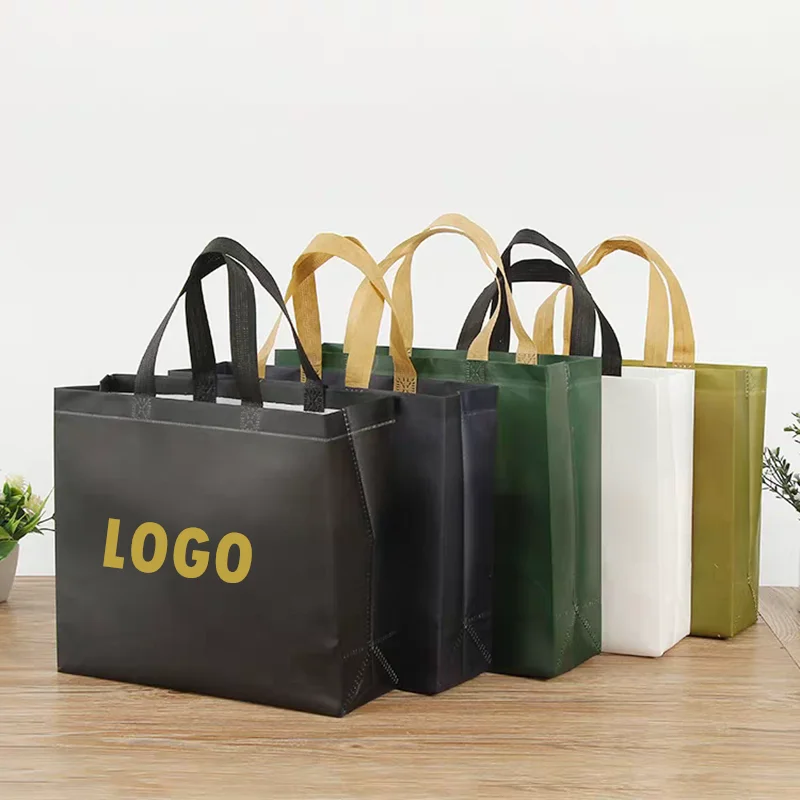 100pcs Personalised Print Logo Waterproof film non-woven fabric Gift Bag Phnom Penh Advertising Shopping Eco Bag Customized Logo 5