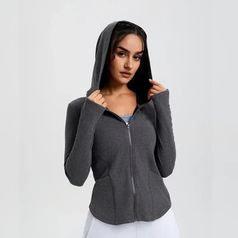 AL Warm Threaded Sweatshirt Women Slim Long Sleeves Quick-drying Zipper Fitness Wear Top Yoga Jacket