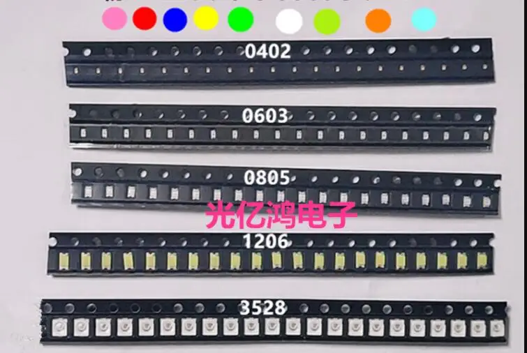 Smt Smd Led 10-Piece SMD LED Assortment – 0402, 0603, 0805, 1206, 3528 Sizes (Wired/Cordless) Smd Led 12 V - Foto 10