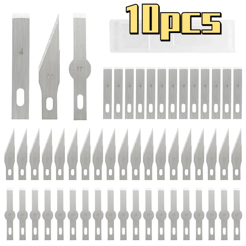 

10pcs Blades Multiple Style Cutter Knifes Engraving Knife Blade Carve Tool Metal Blade Wood Carving Knife Blade Surgical Scalpel