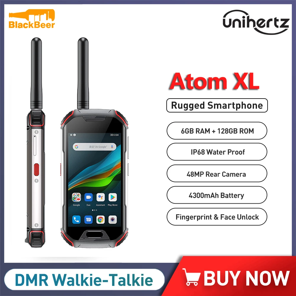 Unihertz Atom XL IP68 Rugged Waterproof Cellphones 6GB 128GB Android 10 Mobile Phone DMR Walkie-Talkie Smartphone 4300mAh NFC unihertz atom 4g rugged smartphone android 9 octa core cellphones 4gb ram 64gb rom 2 45 inch unlocked mobile phone 2000mah nfc