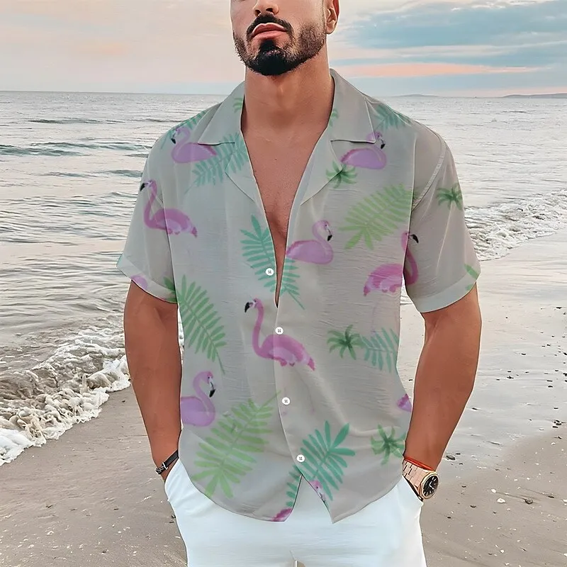 

Men's Shirt Summer Hawaiian Shirt Floral Graphic Prints Leaves Turndown Casual Holiday Short Sleeve Button-Down Print Clothing