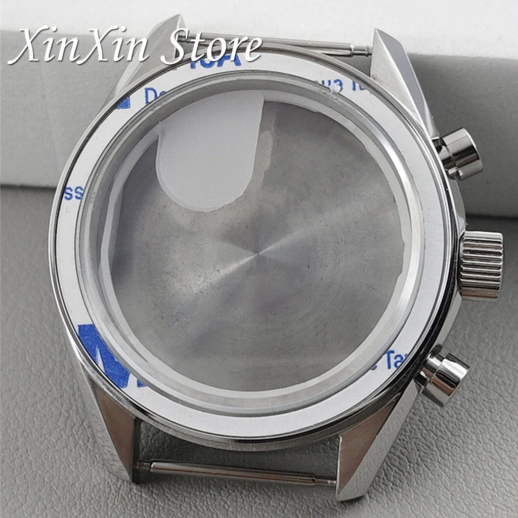 Elegant Black Bezel 39.7mm Metal Watch Case Chronograph with 20mm Strap and Watch Box