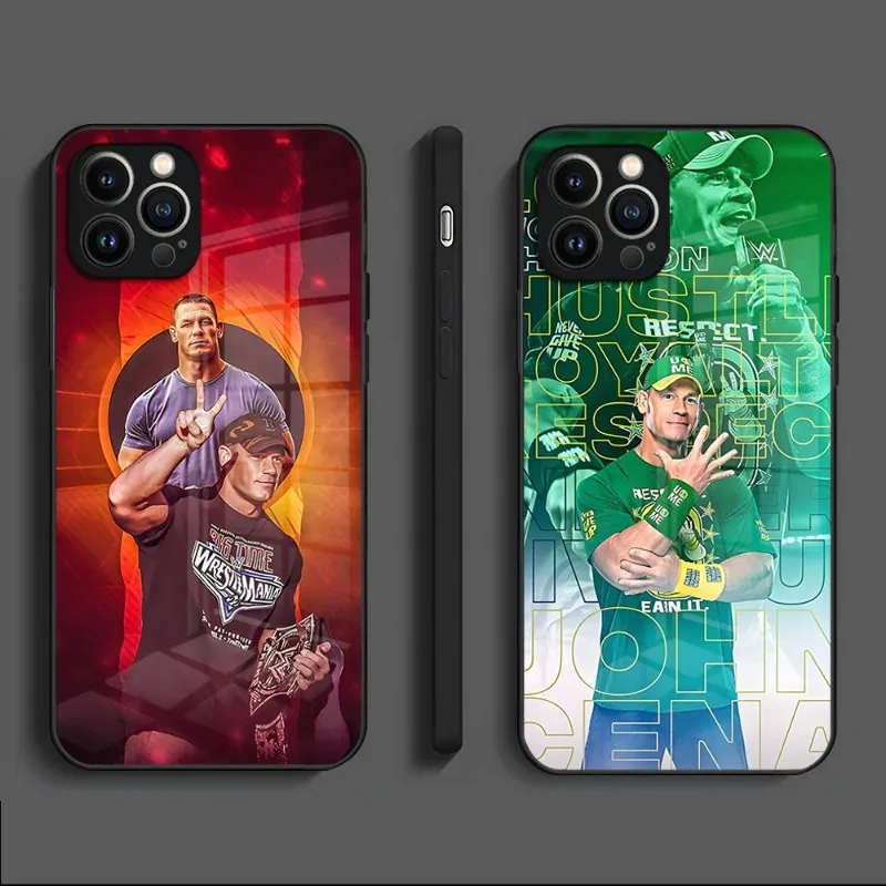 Wrestling Star John Cena Custodia Per Telefono In Vetro Temperato Per Iphone 13 Mini 12 Pro 11 14 Max X Xr Xs 8 7 6S Plus Se 2020 Cover Posteriore