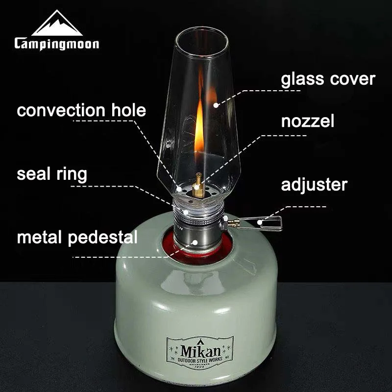 Rayeeley Outdoor Butane Gas Lantern, Camping Picnic Dreamlike Candle Lamp,  Portable Tent Lantern Glass Mantle Lantern
