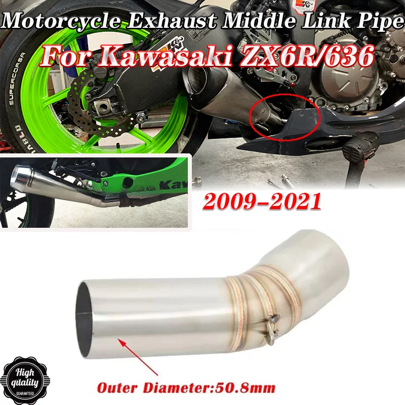 

Motorcycle Exhaust Escape Modifiy bottom Muffler 51mm Middle Link Pipe Slip On For Kawasaki ZX6R ZX-6R ZX 6R 636 2009-2021
