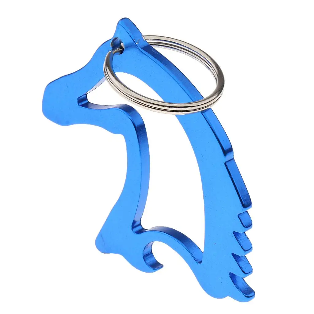 Portable Aluminum Alloy Horse Head Pattern Bottle Opener with Key Ring Keychain