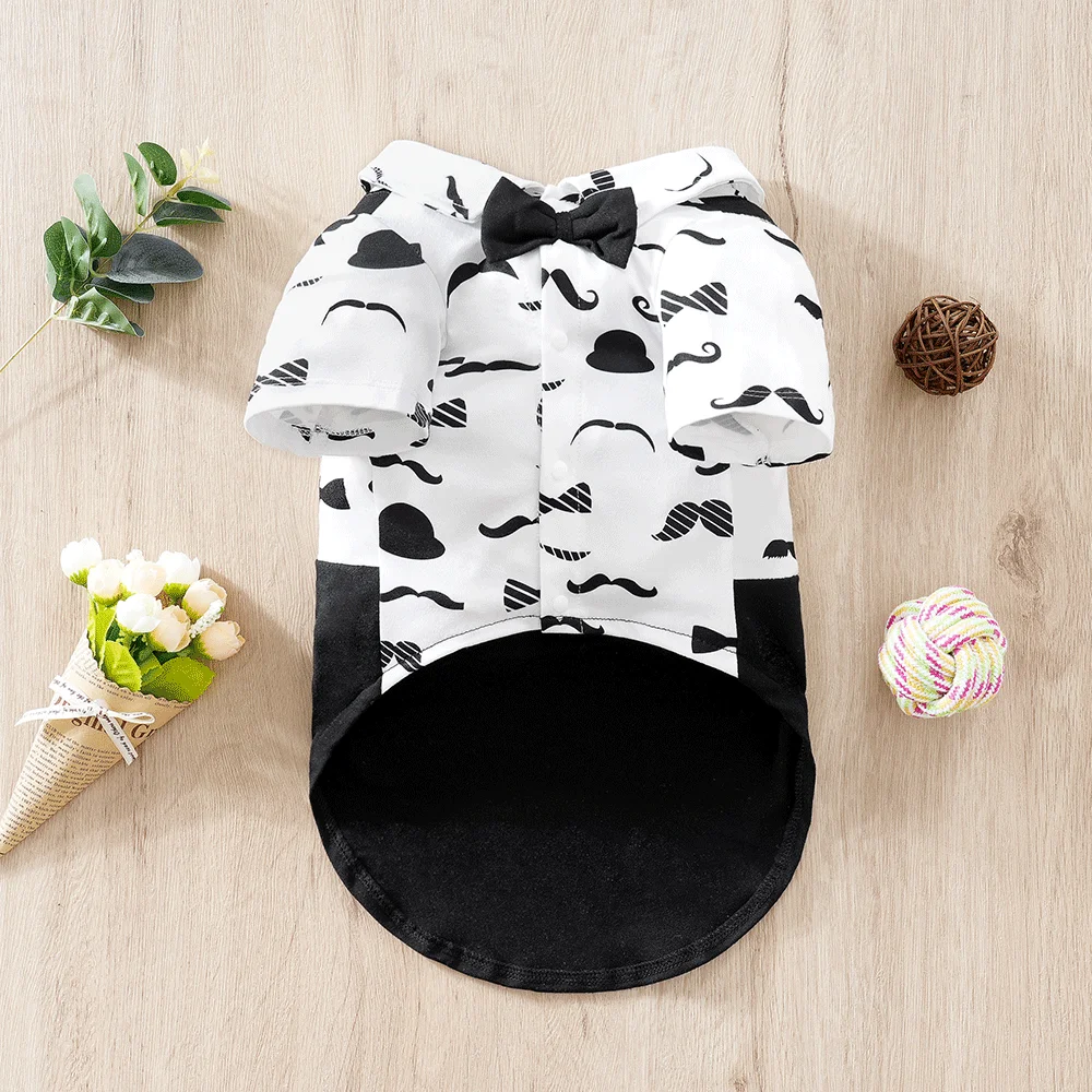 Pet Dog Shirt Mustache Pattern Gentleman Style For Wedding Small Medium Pet