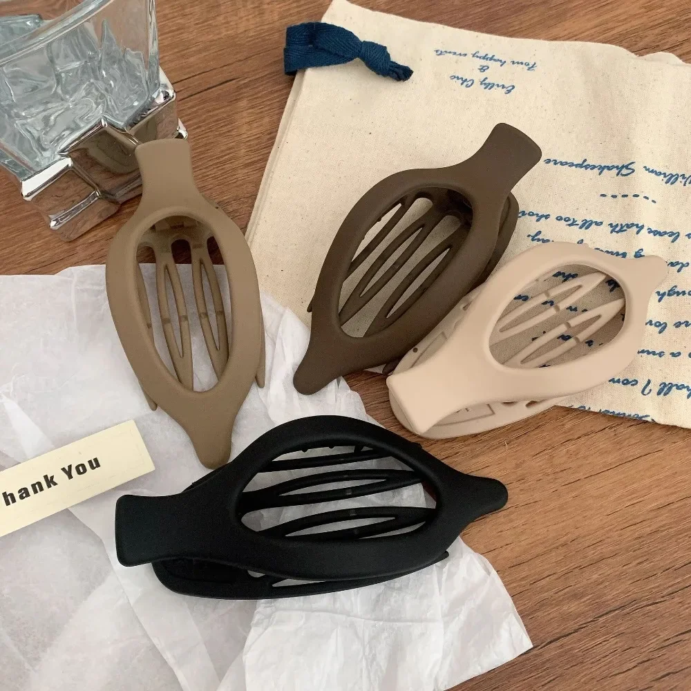 Große matte Haarklammern aus Kunststoff für Frauen, dicke Haar-Accessoires, modische neutrale Farbe, Herbst-Winter-Entenschnabel-Clip 2024 – Detail 1
