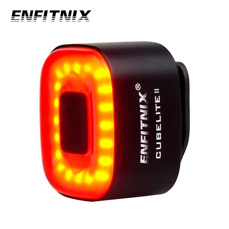 Enfitnix Cubelite Ii Bike Smart Brake Sensing Fanali Posteriori Usb Mtb Road Bicycle Night Riding Light Led Alert Long Strip Lights Usb
