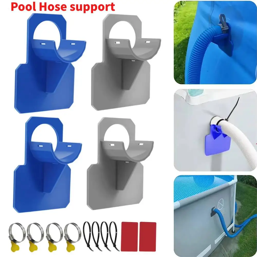 2pcs Swimming Pool Pipe Fixing Holder Supports for Intex Above Ground Pool 30-38mm Hose Outlet Mount Bracket with Tie Clamp
