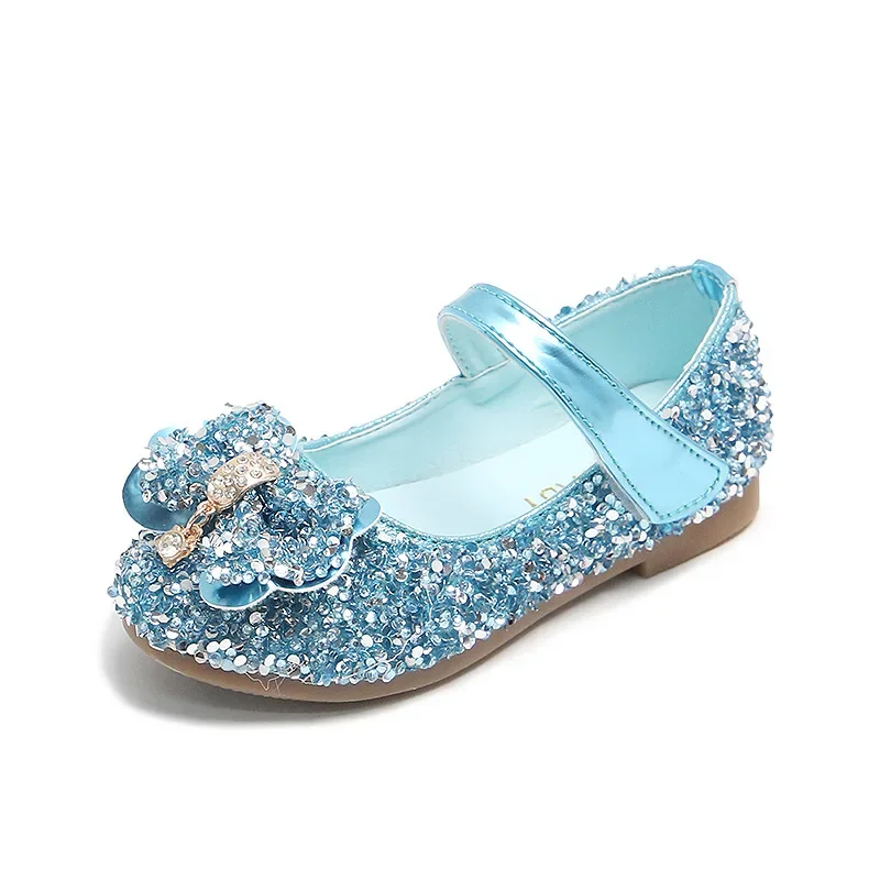 

2023 Autumn New Girls Shoes Flats Shoes Sequins Rhinestone Princess With Butterfly-Knot Flats Fashion Shoes For Party shoes New