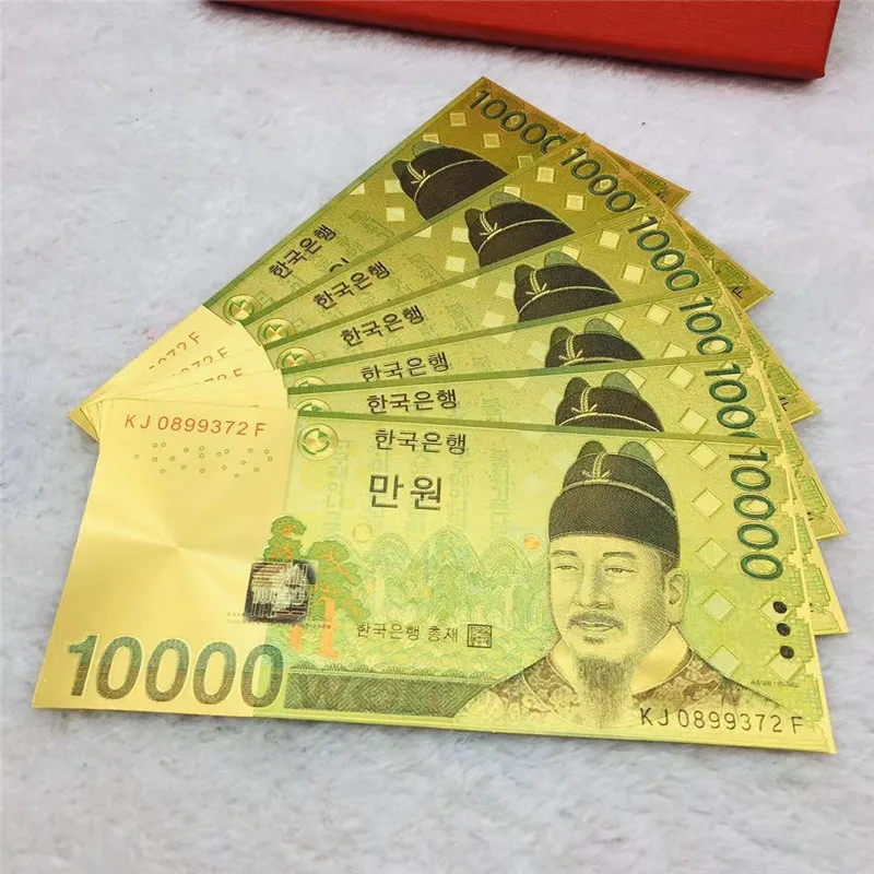 4 pcs Korea Gold Banknote 1000-50,000 KRW Banknote in 24k Gold For Collection commemorative banknotes gold plated banknote