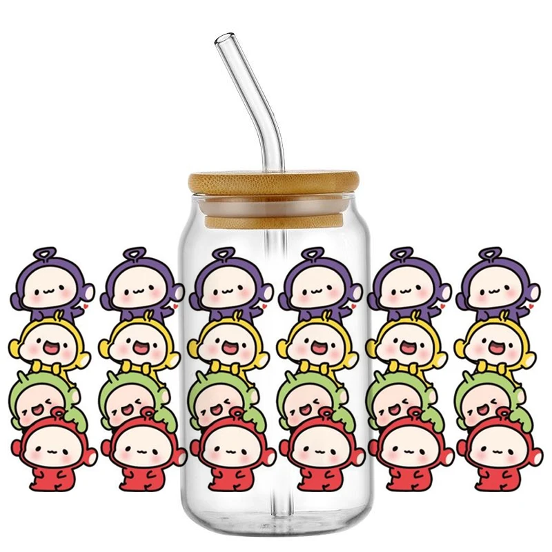 Minoso Cute Baby 3D UV DTF Cartoon Decal For 16oz Libbey Glass Can Cup High quality uvdtf Coffee Car Sticker