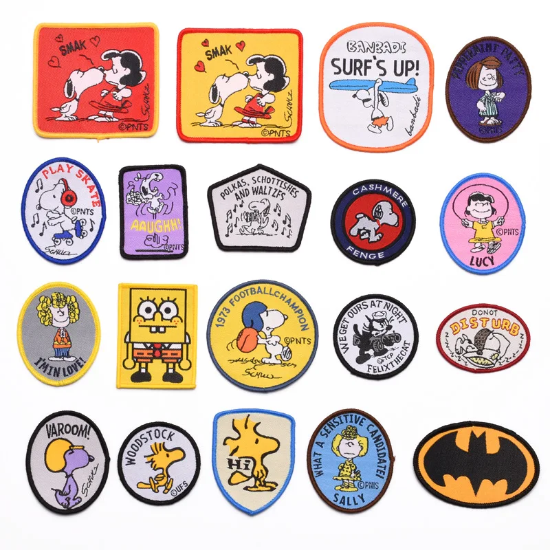 

New Snoopy Anime Embroidery Cloth Stickers Kawaii Cartoon Clothes Accessories Patch Sticker Kids Diy Label Stickers Decorations
