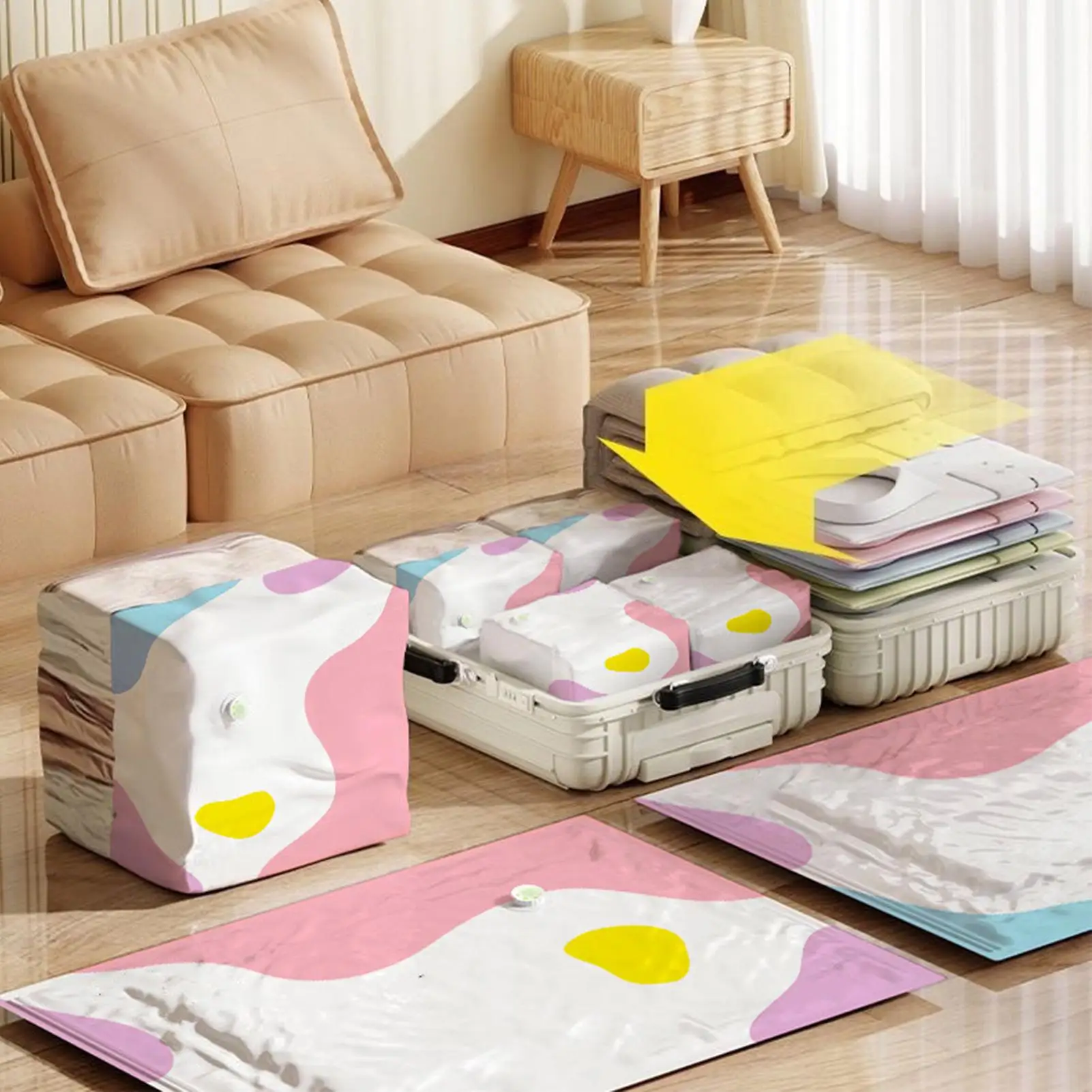 Space-Saving Moistureproof Vacuum Storage Bags for Clothes and Bedding - Durable, Large Capacity 3D Upright Design