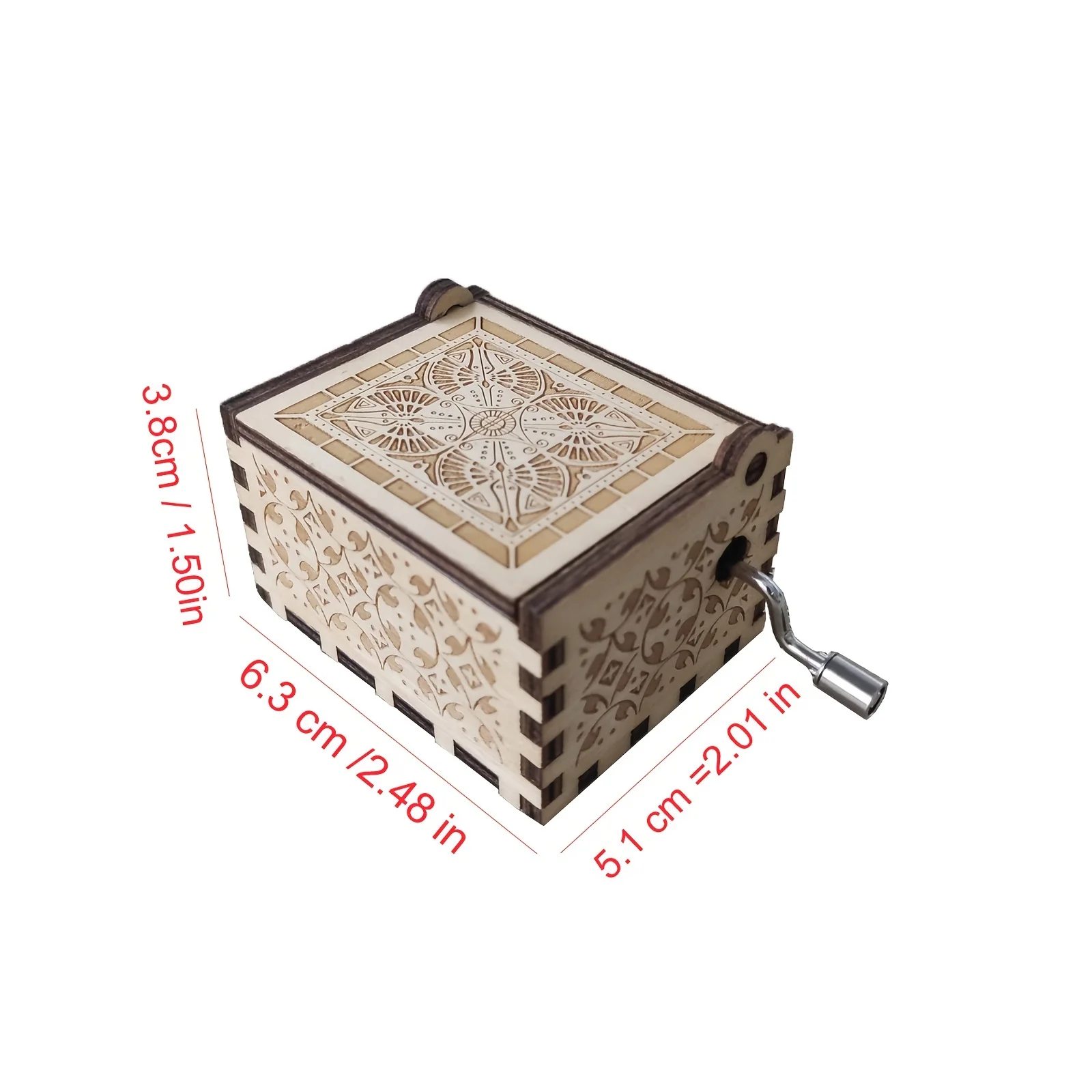 Brown Couples Music Box Wooden Antique Carved Hand Cranked Classic Theme Music for Birthday Party Gifts Family Decoration 2