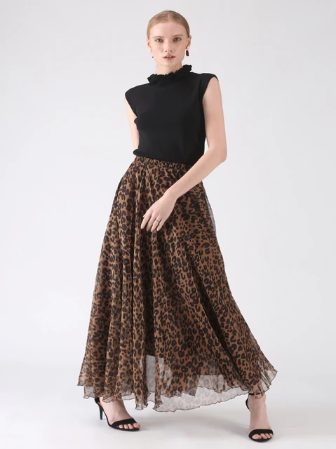 Chicwish Fashion Floor Length Chiffon Skirt for Women, Leopard printed with  Elastic Waist, Snake Printed maxi skirt - AliExpress