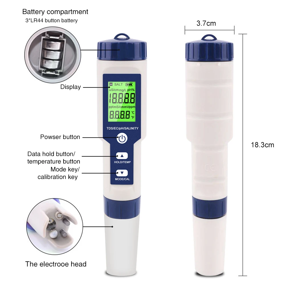  LCD  ׽, PH, TDS, EC, SALT, TEMP , EZ 9909  ׽,  ļ , 5 in 1, ǰ