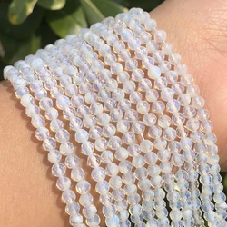 Natural Dark Blue Sapphire Stone Beads - Micro Faceted Round Loose Beads for Jewelry Making, Bracelet Crafting Supplies, 15 - Inch Strand (White Opal)