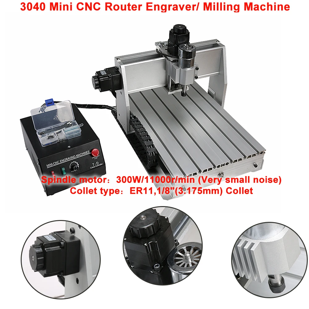 

3040 CNC Router Engraving Milling Machine Mini CNC Engraver 3 Axis 4 Axis for Woodworking Metal PCB Carving 300W Spindle Motor