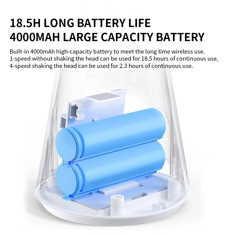 Ventilatore da tavolo Mijia originale, ricarica Type-C, batteria a lunga durata da 4000 mAh, mini, silenzioso, utilizzabile da tavolo e portatile, ideale per l'estate. - immagine 3