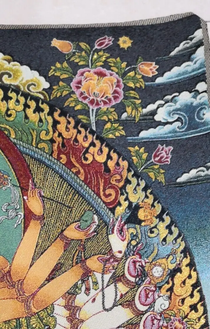 36" Tibet Tibetan Cloth Silk Buddhism Kalachakra Buddha Tangka Thangka Mural 3