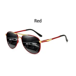 Premium Oversized Metal Aviator Sunglasses - Unisex Fashion Eyewear (Red)
