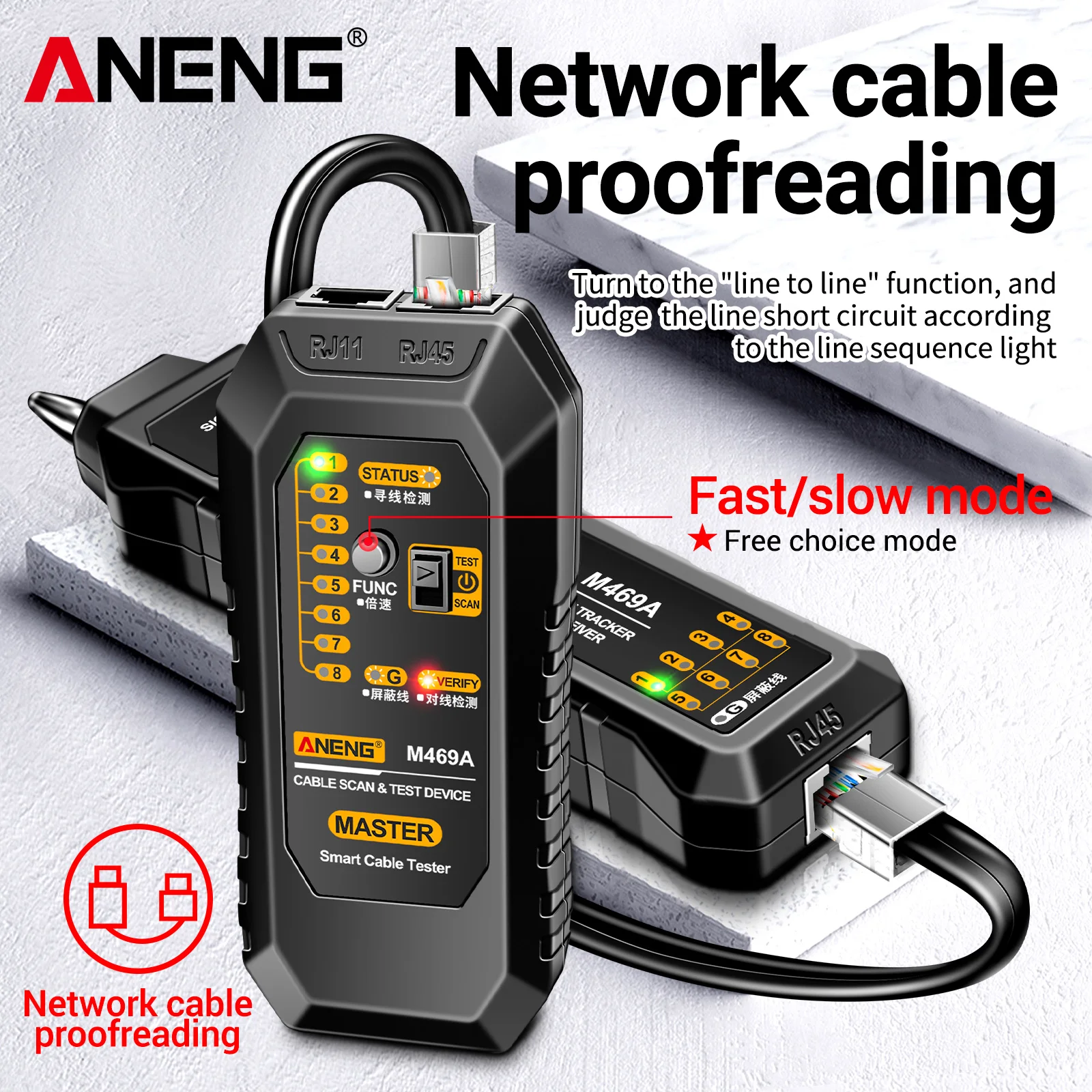 ANENG M469A/M469A Network Cable Finder RJ45/RJ11 LAN Cable Finder Tester Anti-Interference Testing Instrument Network Repair