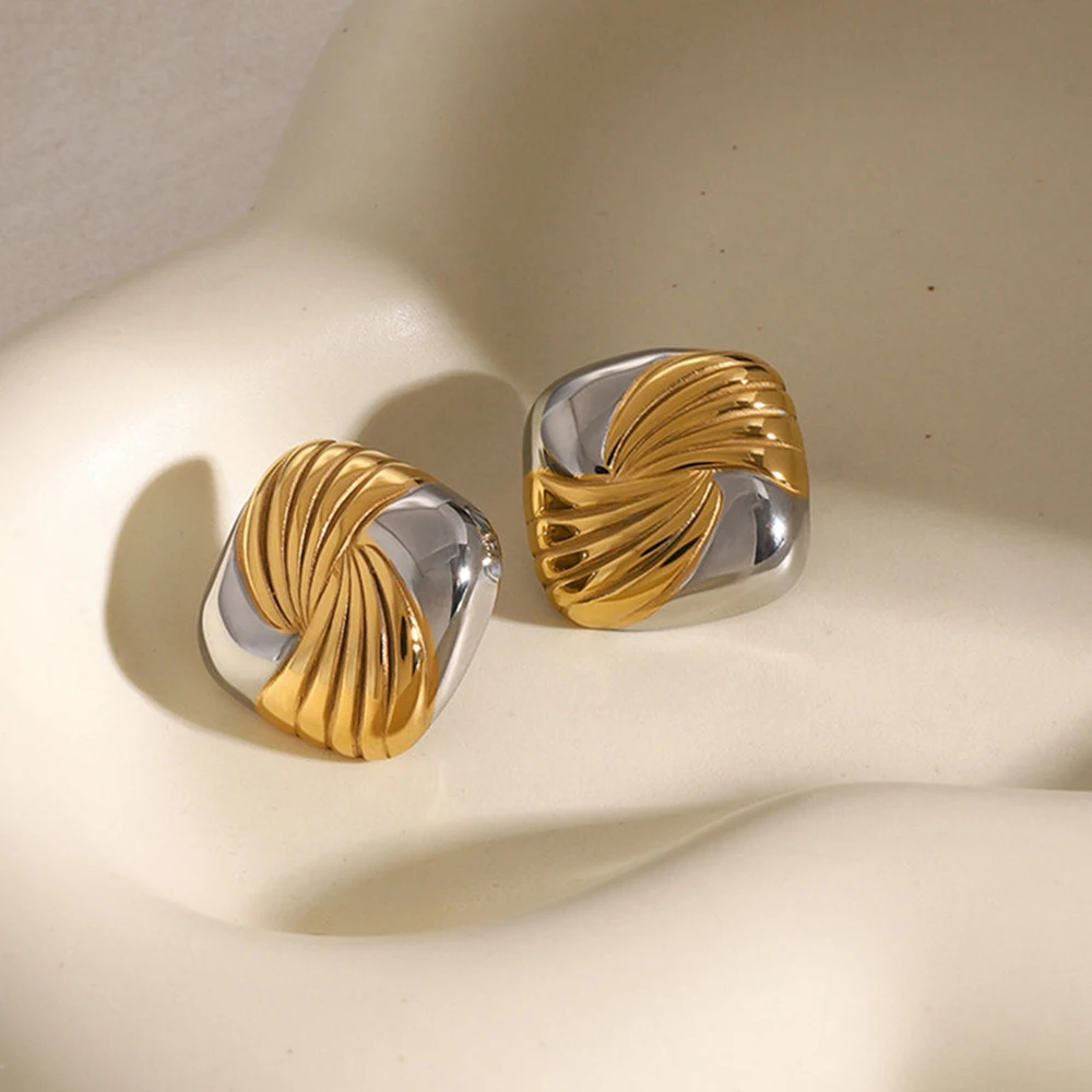 18K PVD Plated Stainless Steel Mix Color Irregular Bump Earrings Geometric Waterproof Classic Fashion Design Jewelry Gifts Aros