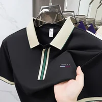 Polo imprimé de marque de luxe à manches courtes pour homme, haut d'été haut de gamme en soie glacée, confortable, respirant, décontracté, T-shirt professionnel 3