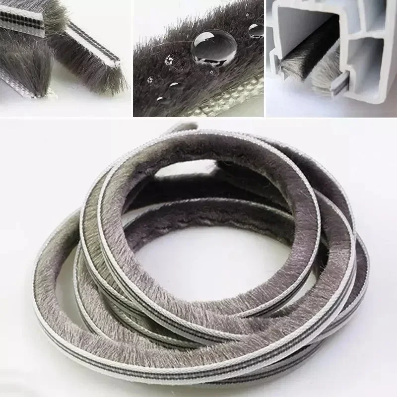 Door Seal Strip Window Seal Strip Sealing Strip 10M Door Window Soundproof Brush Seal Weather Stripping Burlete Puerta Mousse Acoustique Windows Gap Foam Filler