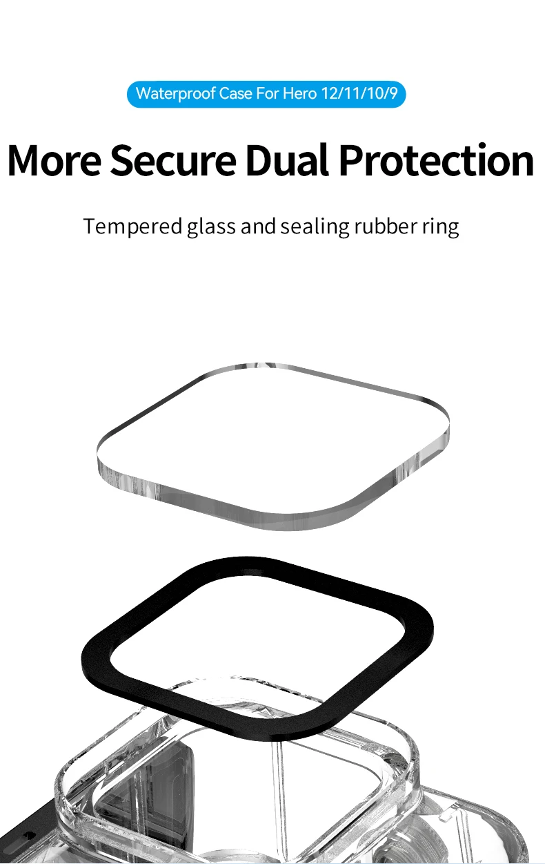 45M Waterproof Case For 12 11 10 9 Tempered Glass Lens Diving Housing Cover Len