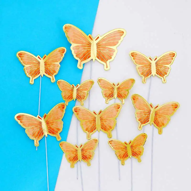 Elegant Gold & Pink Butterfly Cake Toppers - Princess Party & Wedding Decor