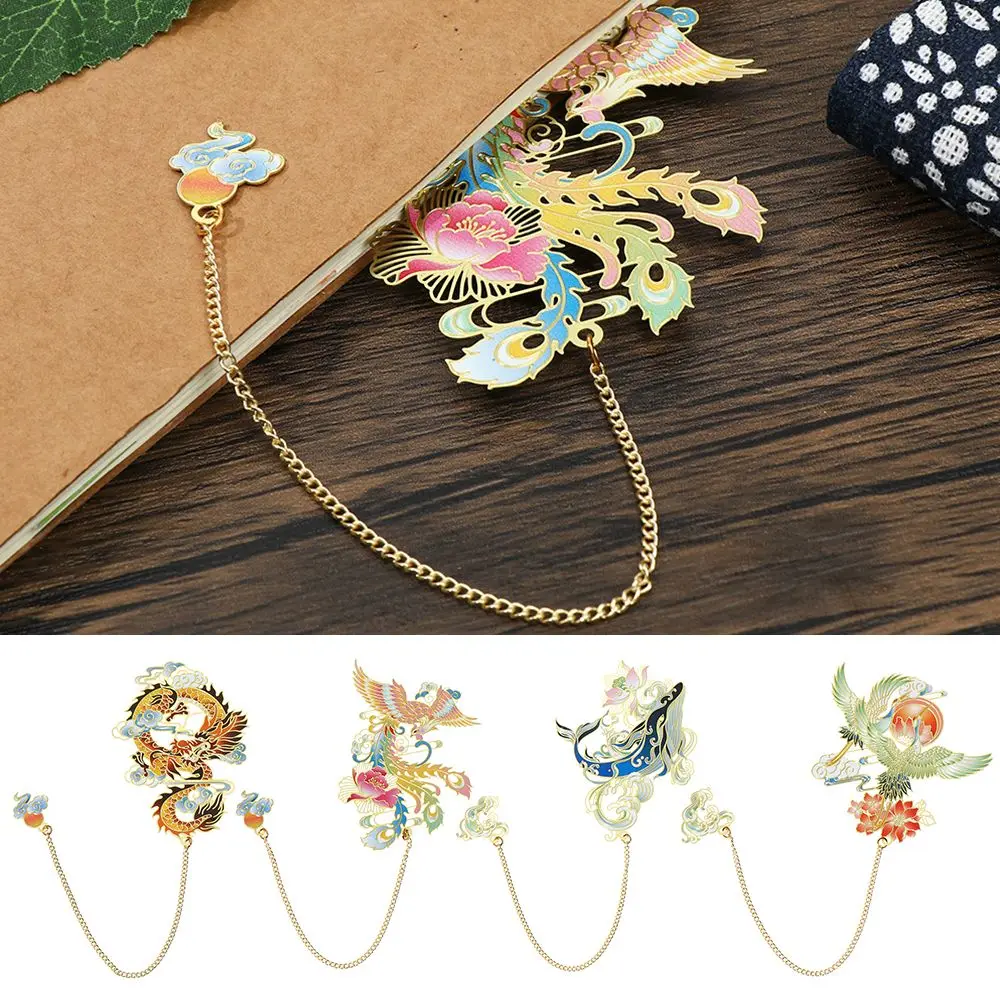 Stationery Metal Pendant Retro Chinese style Book Clip Pagination Mark Painted Brass Bookmark