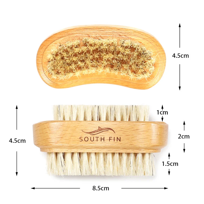 Double Sides Brushes Nail Cleaning Brush with Wooden Handle Natural Bristles Manicure Pedicure Tool Scrubbing Brush 4